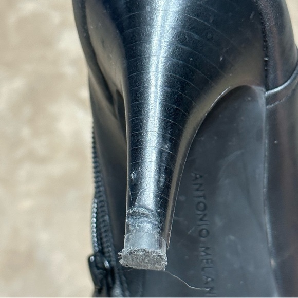 Antonio Melani Black Leather Heeled Booties Size 9 Noleta 3" Heel Ankle Boots - Picture 15 of 16